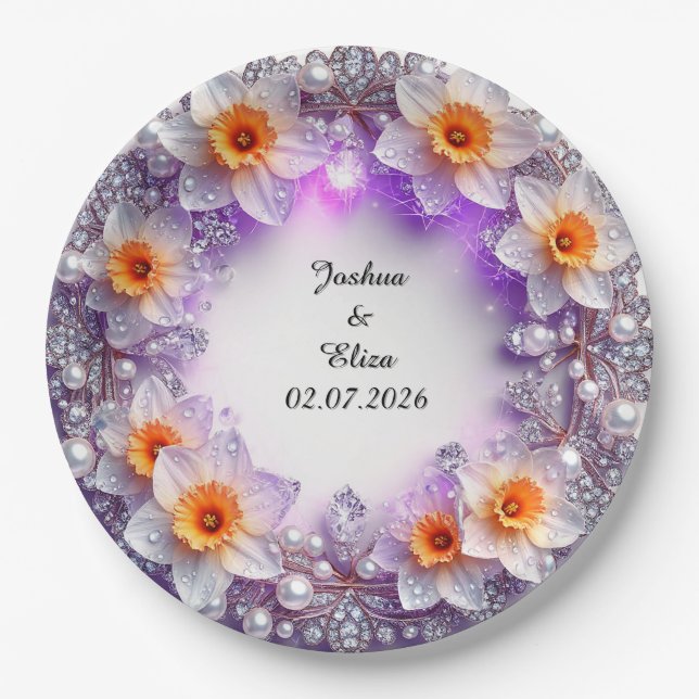 Wedding Floral Wreath Paper Plate (Front)