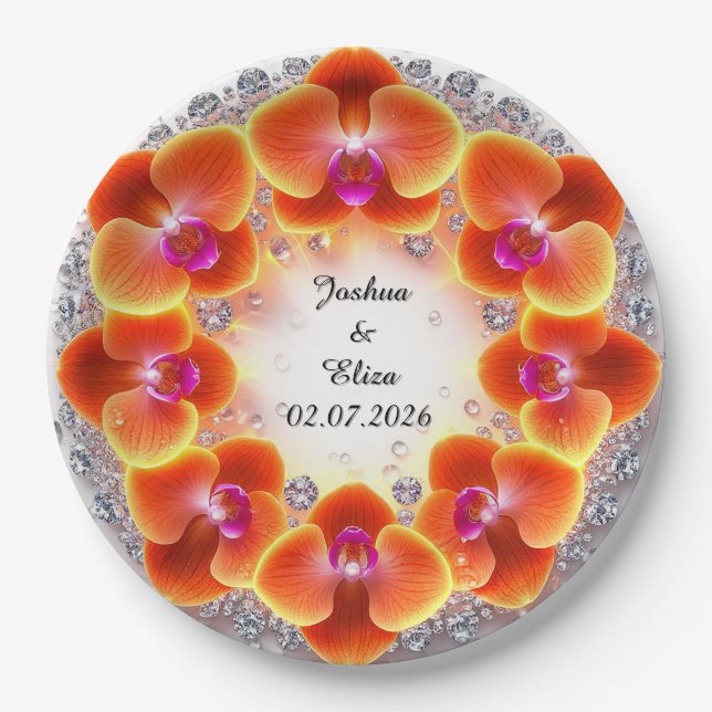 Wedding Floral Wreath Paper Plate (Front)