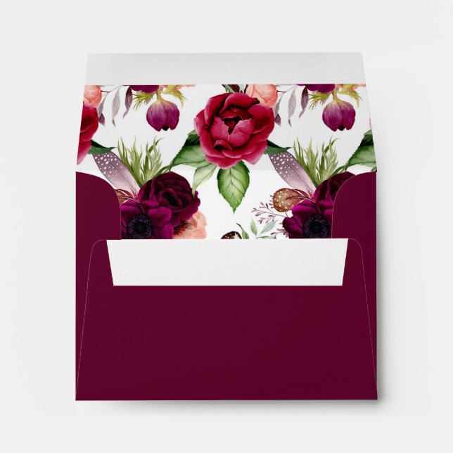 Wedding florals burgundy envelope (Back (Bottom))