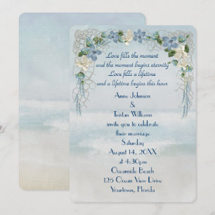 Wedding Flower Arch On Ocean Watercolor Invitation