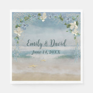 Wedding Flower Arch On Ocean Watercolor Napkin
