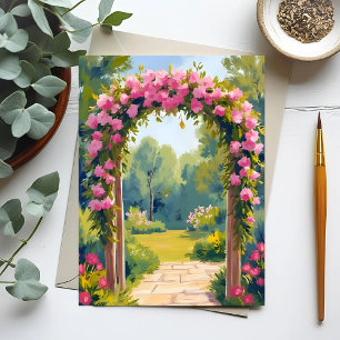 Wedding Flower Arch Watercolor Marriage Painting Postcard
