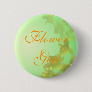 wedding flower girl button, yellow tulip flowers 6 cm round badge