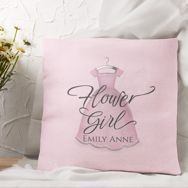 Wedding Flower Girl Cute Vintage Pink Dress Cushion (Creator Uploaded)