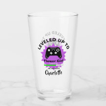 Wedding  Flower Girl Levelled Up Gamer Fun Glass
