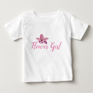 Wedding Flower Girl Pink Flowers  Ruffle Tee