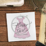 Wedding Flower Girl Vintage Pink Dress Keepsake Trinket Trays<br><div class="desc">Wedding flower girl vintage pink dress cure trinket keepsake tray. Personalised with your flower girl name. A cute bridal party gift idea.</div>