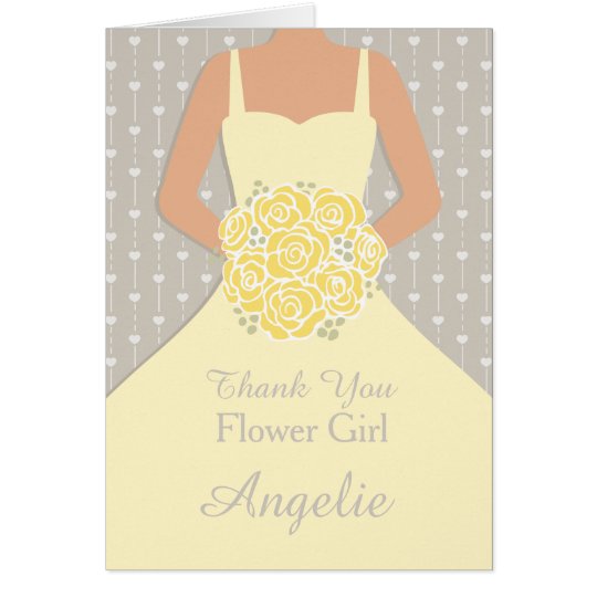 Wedding flower girl yellow dress thank you card