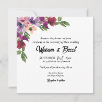 Wedding Flower Square Card Invitation Card Vector