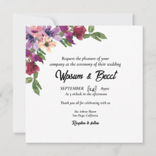 Wedding Flower Square Card Invitation Card Vector