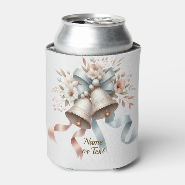 Wedding Flowers Bells Pink Blue Ribbons Beautiful  Can Cooler (Can Front)
