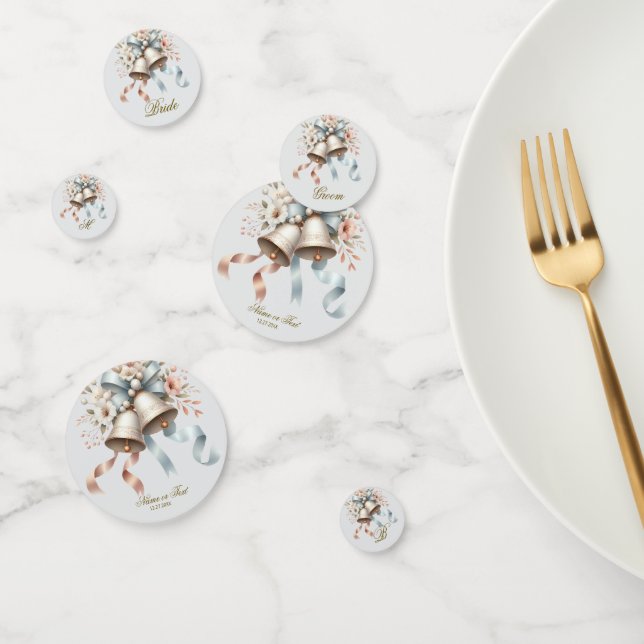 Wedding Flowers Bells Pink Blue Ribbons Beautiful  Confetti (Group)