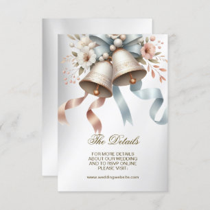 Wedding Flowers Bells Pink Blue Ribbons Beautiful Enclosure Card