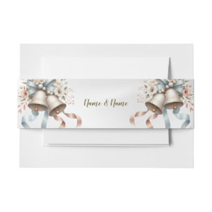 Wedding Flowers Bells Pink Blue Ribbons Beautiful Invitation Belly Band