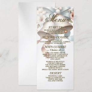 Wedding Flowers Bells Pink Blue Ribbons Beautiful Menu