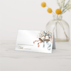 Wedding Flowers Bells Pink Blue Ribbons Beautiful Place Card