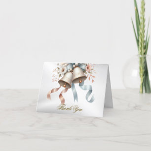 Wedding Flowers Bells Pink Blue Ribbons Beautiful Thank You Card