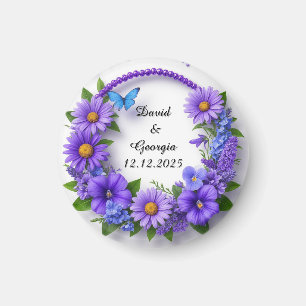 Wedding Flowers Circular Frame Magnet