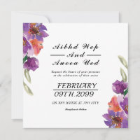 Wedding Flowers Invitation Card Square Design