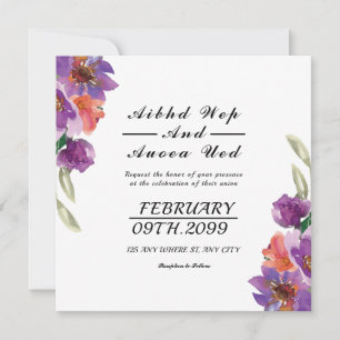 Wedding Flowers Invitation Card Square Design