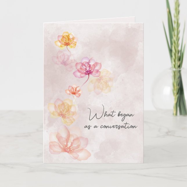 Wedding Flowers on Pink Abstract Card (Front)
