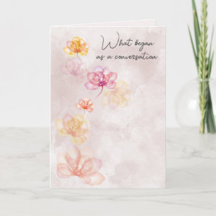 Wedding Flowers on Pink Abstract Card
