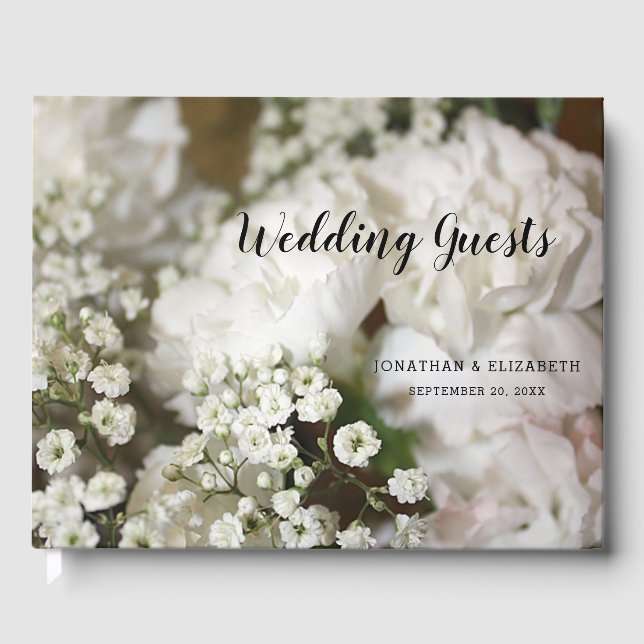 Wedding Flowers Photo Baby's Breath Wedding Guest Book (Front)