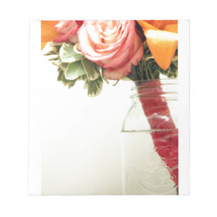 wedding flowers pink orange rose customise notepad