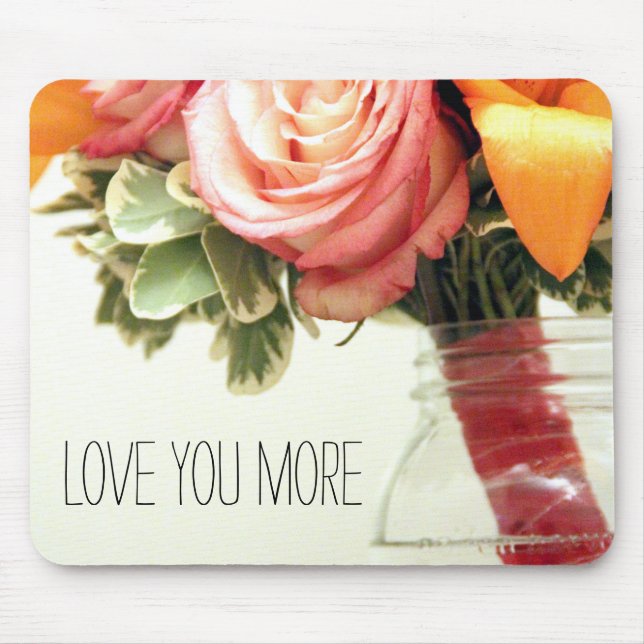 wedding flowers pink orange rose customize mouse mat (Front)