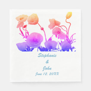 Wedding Flowers Watercolor Floral Poppy Pretty Napkin