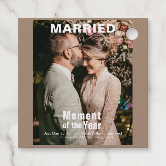 Wedding Foil Add Photo Favour Tag (Back)