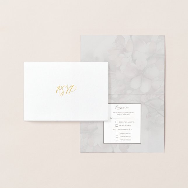 Wedding Foil Cherry Blossom RSVP Card (Display)