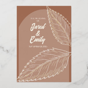 Wedding Foil Invitation Mocha Brown