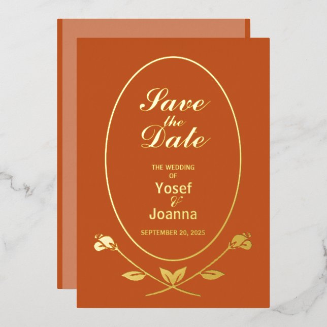 Wedding Foil Save the Date Invitation (Front/Back)
