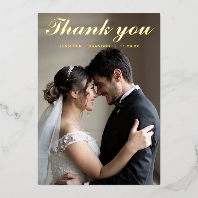 Wedding foil thank you card. Foil holiday card (Front)