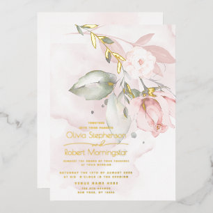 WEDDING    Foil Woodland Blush Pink Rose