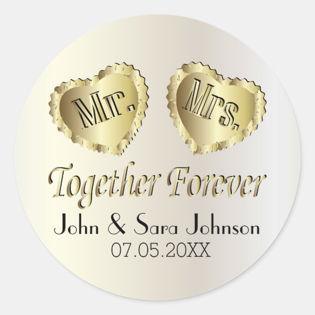 Wedding for the Bride and Groom | Personalise Classic Round Sticker (Front)