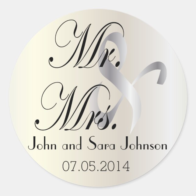 Wedding for the Mr & Mrs | Personalise Classic Round Sticker (Front)