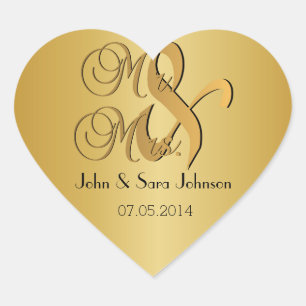 Wedding for the Mr & Mrs Personalise Heart Sticker