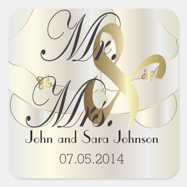 Wedding for the Mr & Mrs | Personalise Square Sticker (Front)