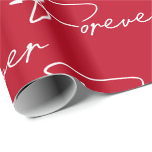 Wedding Forever Modern Script On Red Wrapping Paper