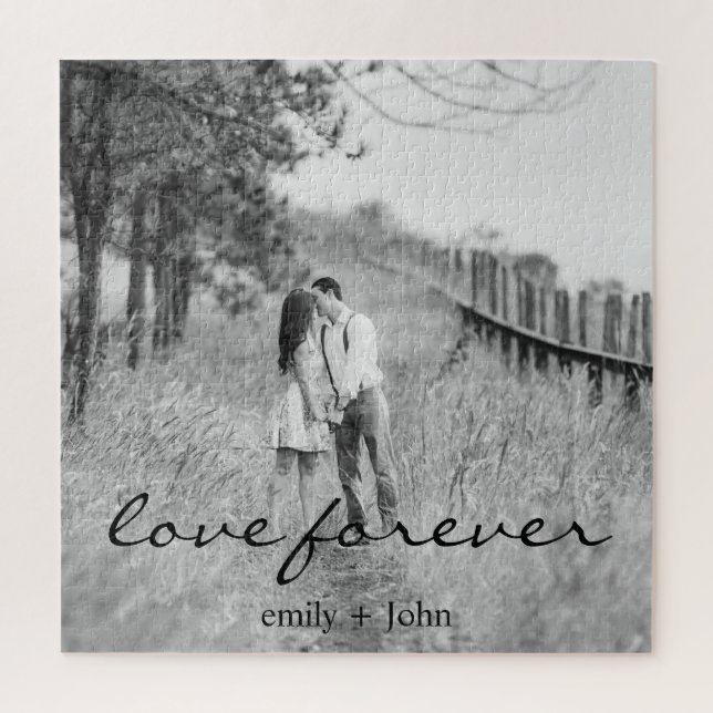 Wedding Forever Names Date Photo Jigsaw Puzzle (Vertical)