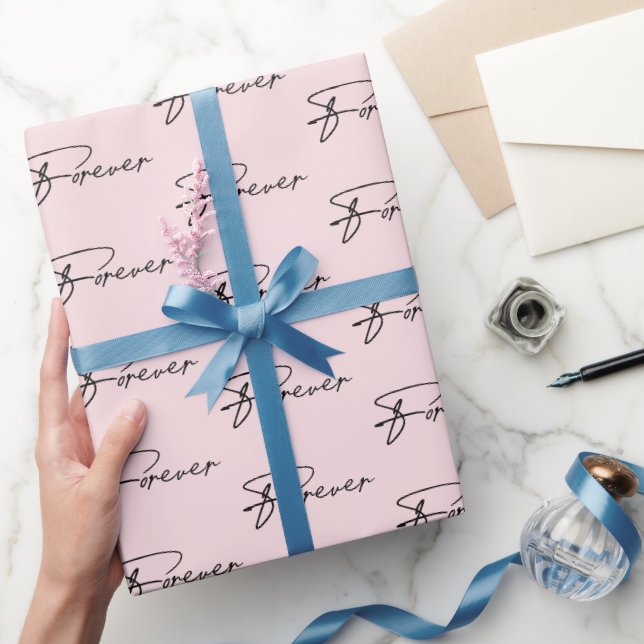 Wedding Forever Text In Modern Script  Wrapping Paper (Gifting)