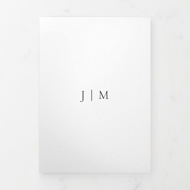Wedding Formal White Clean Simple Tri-Fold Card (Cover)