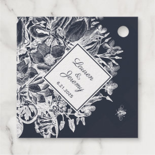 Wedding French Farmhouse Floral Navy & White Favour Tags