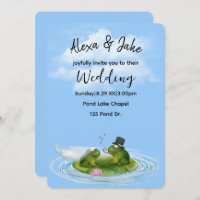 Wedding Frogs on Lily Pad with Hearts