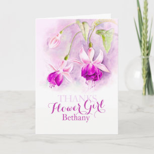 Wedding fuchsia flower girl thank you card