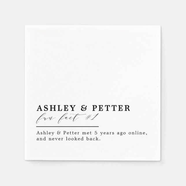 Wedding Fun Facts About the Couple Classic Script Napkin (Front)