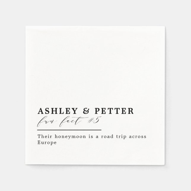 Wedding Fun Facts About the Couple Classic Script  Napkin (Front)
