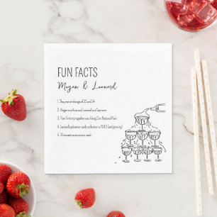 Wedding Fun facts hand drawn champagne tower Napkin